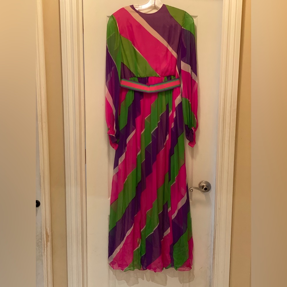 Vintage Women's 60s Lord  & Taylor  Multi Color Maxi Dress Dress Sz 12